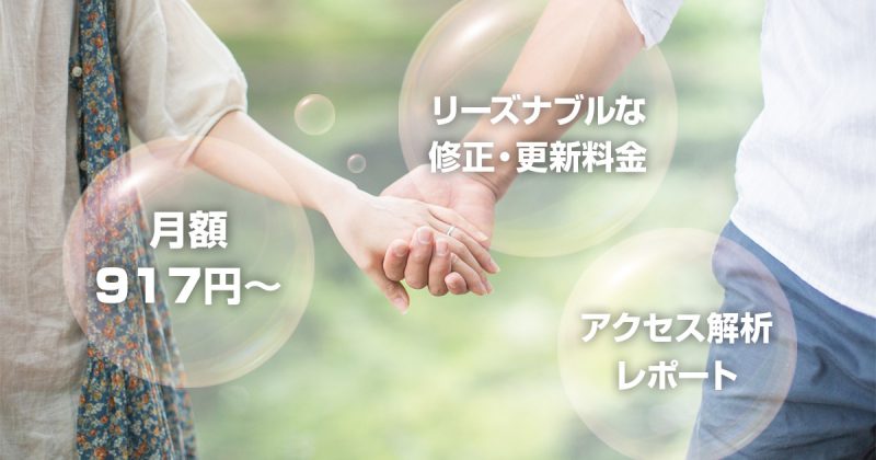 月額917円~ リーズナブルな修正・更新料金 アクセス解析レポート